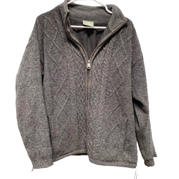 Aran Crafts Ireland 100% Pure New Wool Sweater Gray Full Zip Size S - Picture 1 of 5